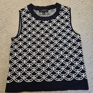 Ann Taylor Navy and White Sleeveless Top